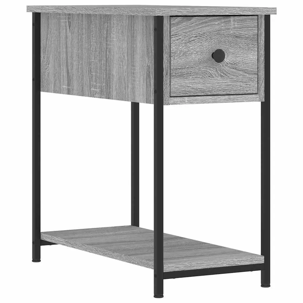 Bedside Cabinets 2 Piece Grey Sonoma Engineered Wood Iron Frame Storage Furniture
