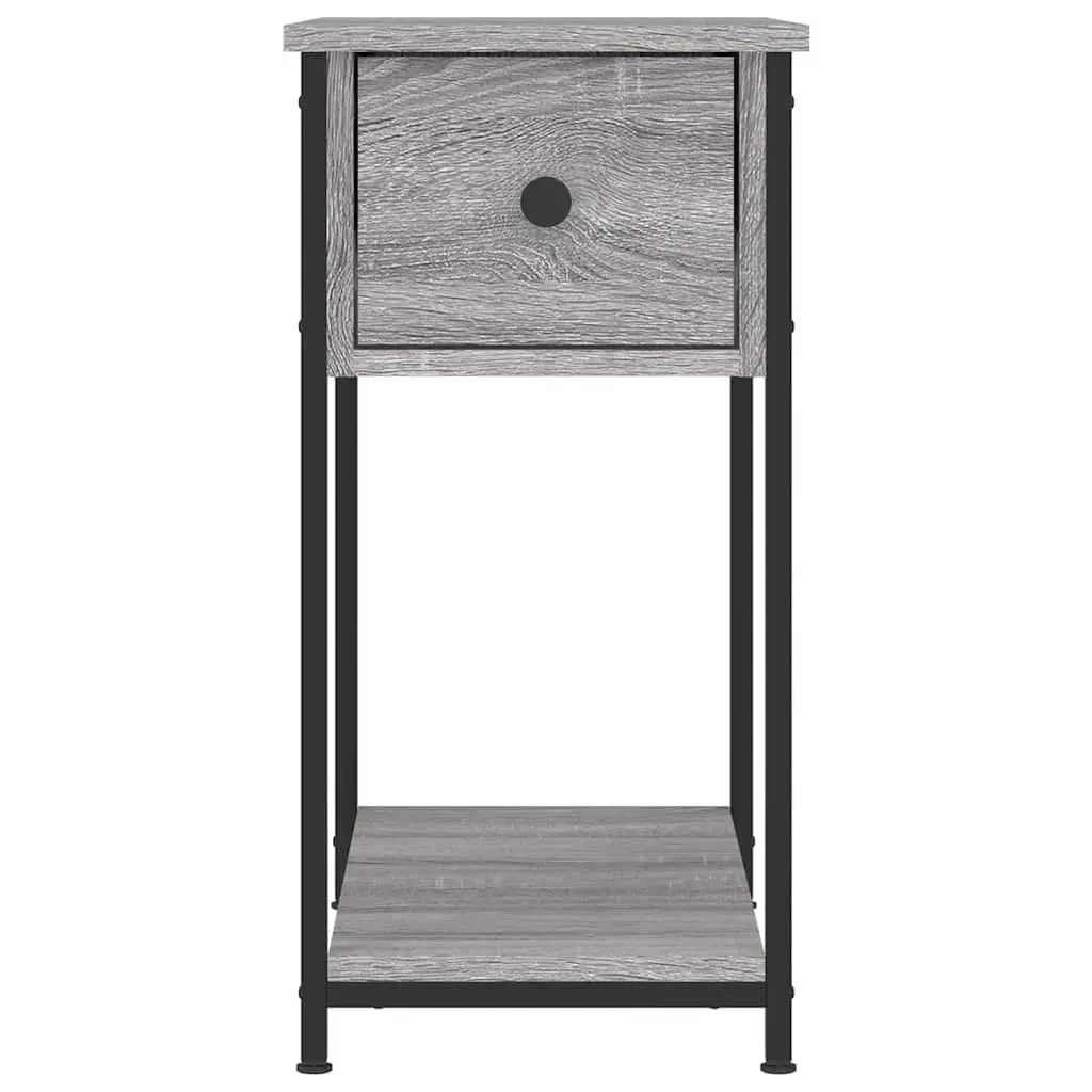 Bedside Cabinets 2 Piece Grey Sonoma Engineered Wood Iron Frame Storage Furniture