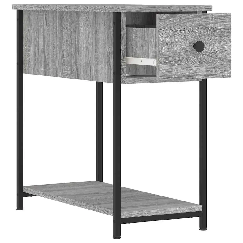 Bedside Cabinets 2 Piece Grey Sonoma Engineered Wood Iron Frame Storage Furniture