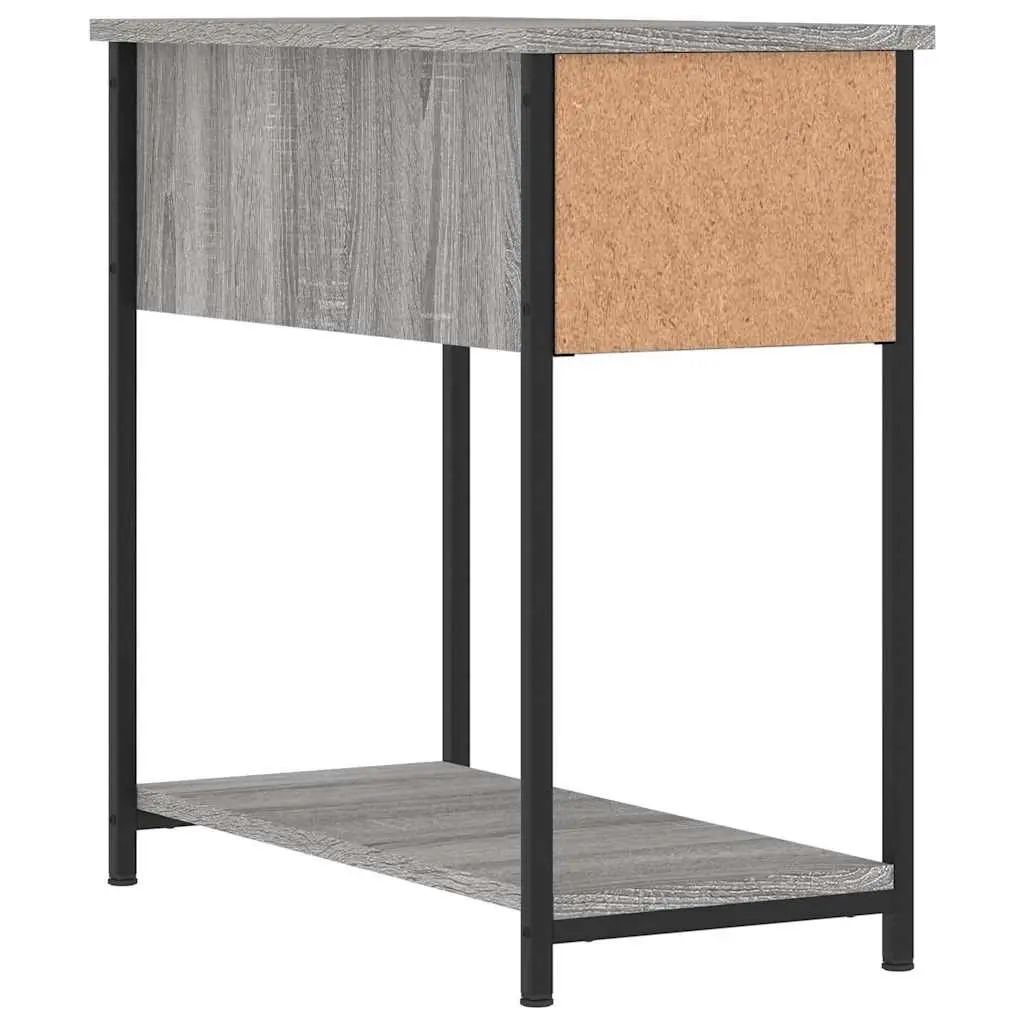 Bedside Cabinets 2 Piece Grey Sonoma Engineered Wood Iron Frame Storage Furniture