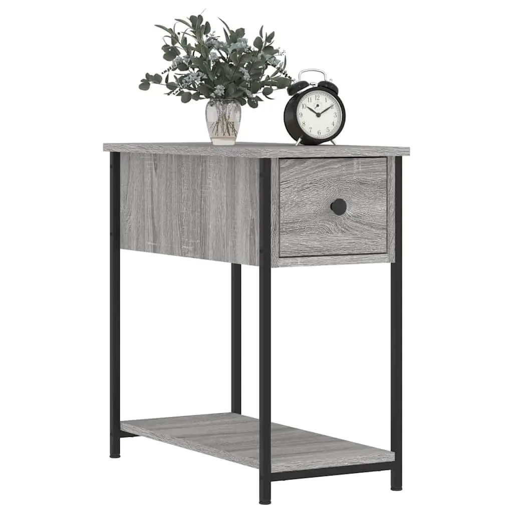 Bedside Cabinets 2 Piece Grey Sonoma Engineered Wood Iron Frame Storage Furniture
