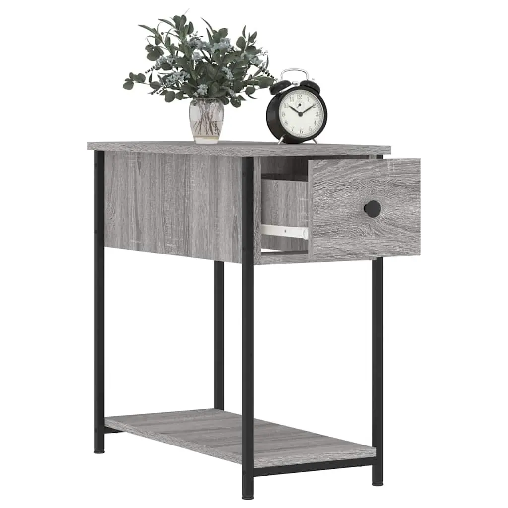 Bedside Cabinets 2 Piece Grey Sonoma Engineered Wood Iron Frame Storage Furniture