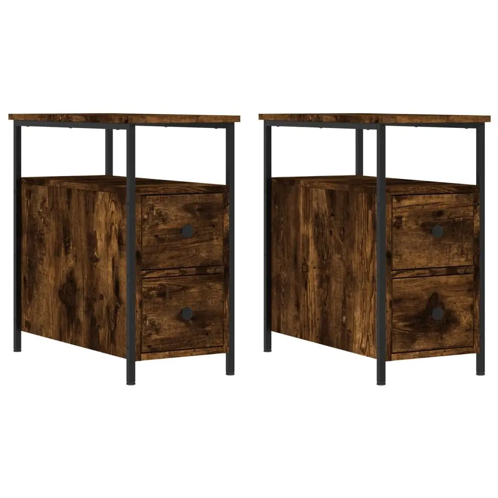 Bedside Cabinets Engineered Wood Smoked Oak 30x60x60 cm 2 Piece