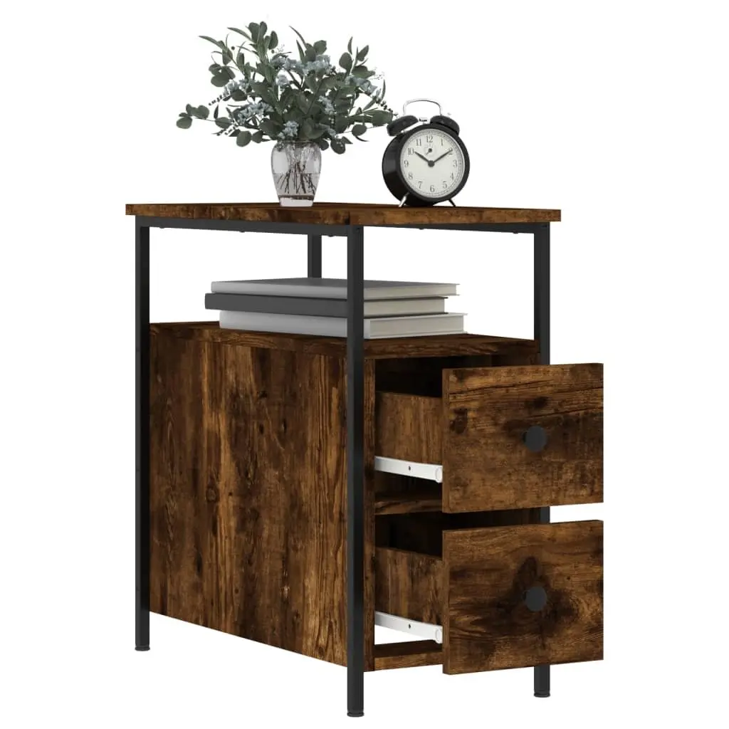 Bedside Cabinets Engineered Wood Smoked Oak 30x60x60 cm 2 Piece