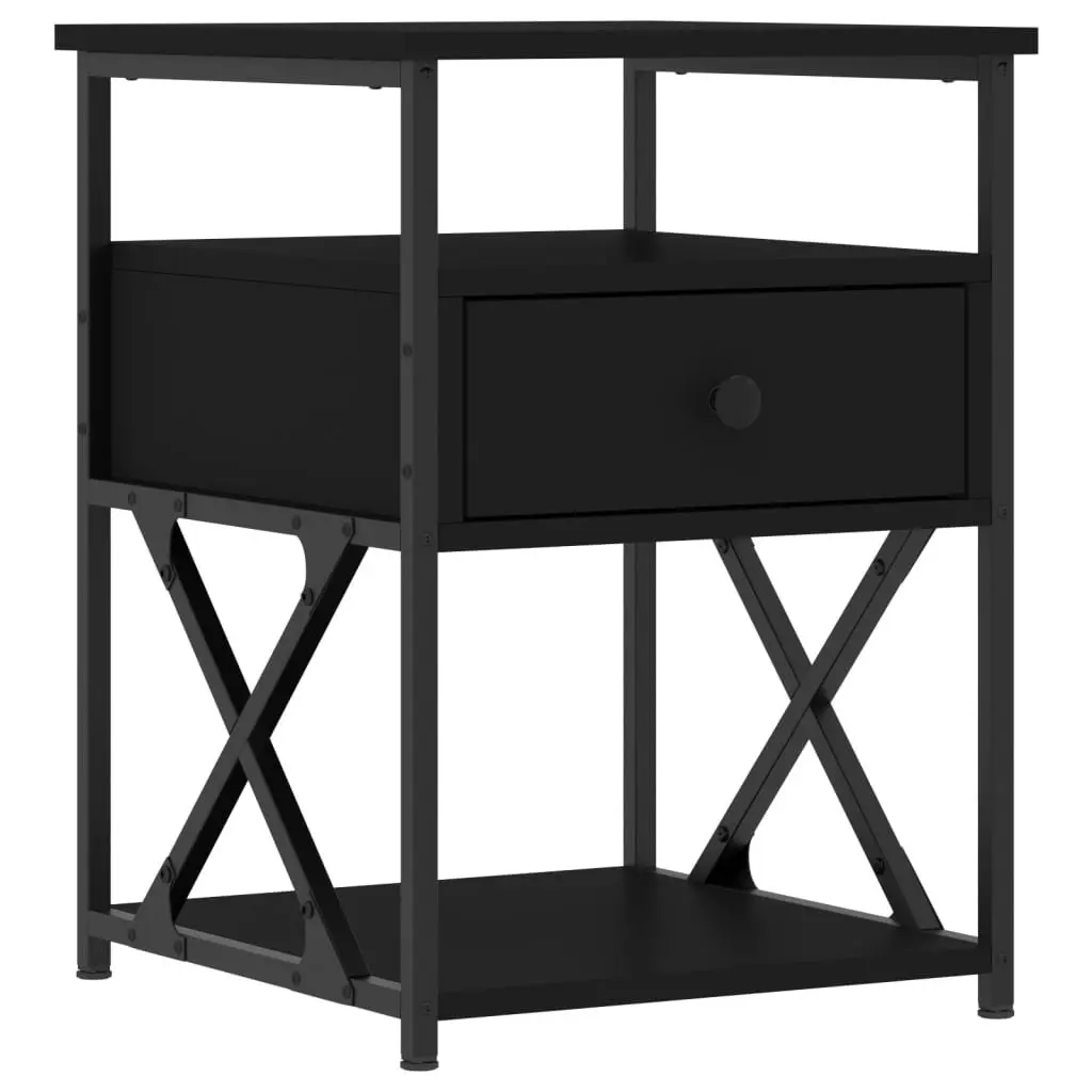Bedside Cabinet Engineered Wood 40 x 42 x 55 cm Black