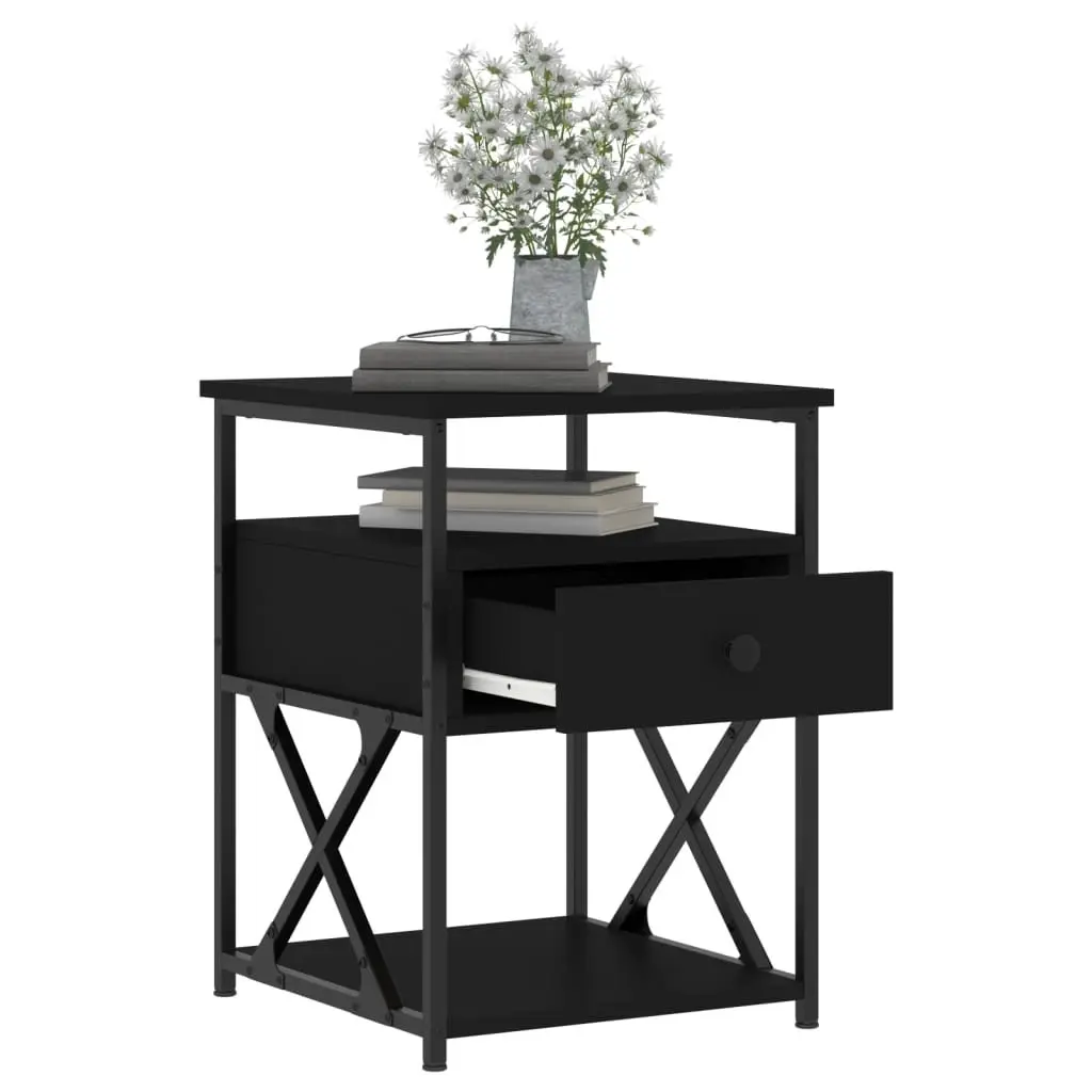 Bedside Cabinet Engineered Wood 40 x 42 x 55 cm Black