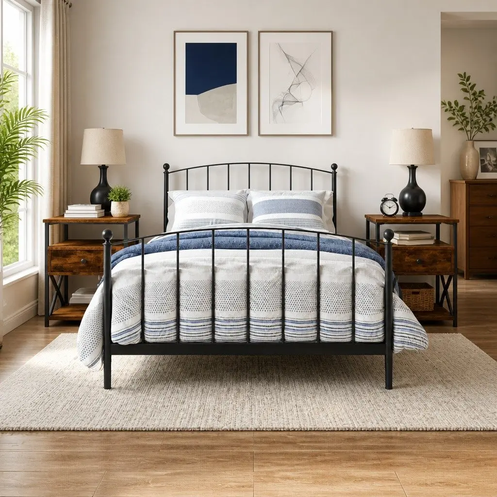 Bedside Cabinets Engineered Wood Brown 2 Piece Storage Side Tables
