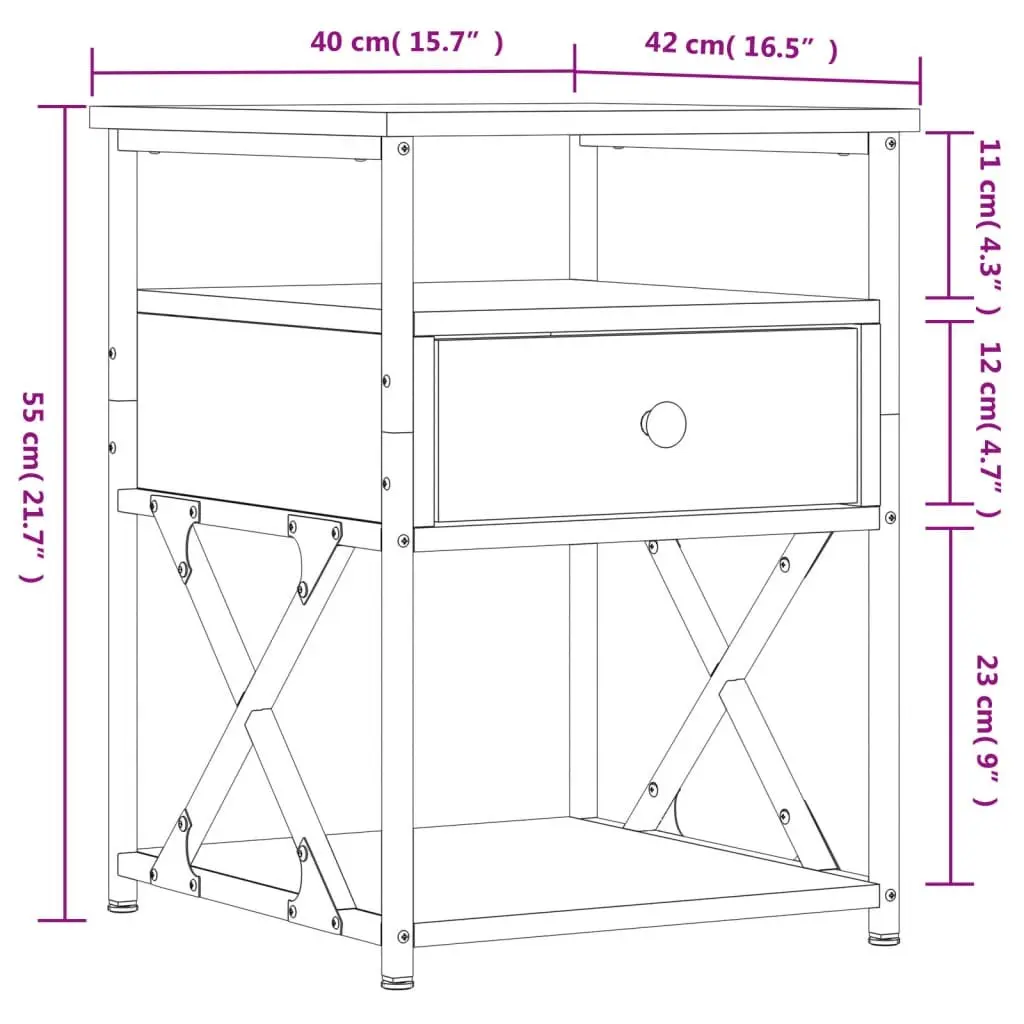 Bedside Cabinets Engineered Wood Brown 2 Piece Storage Side Tables