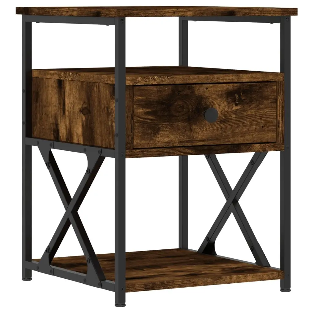Bedside Cabinets Engineered Wood Brown 2 Piece Storage Side Tables