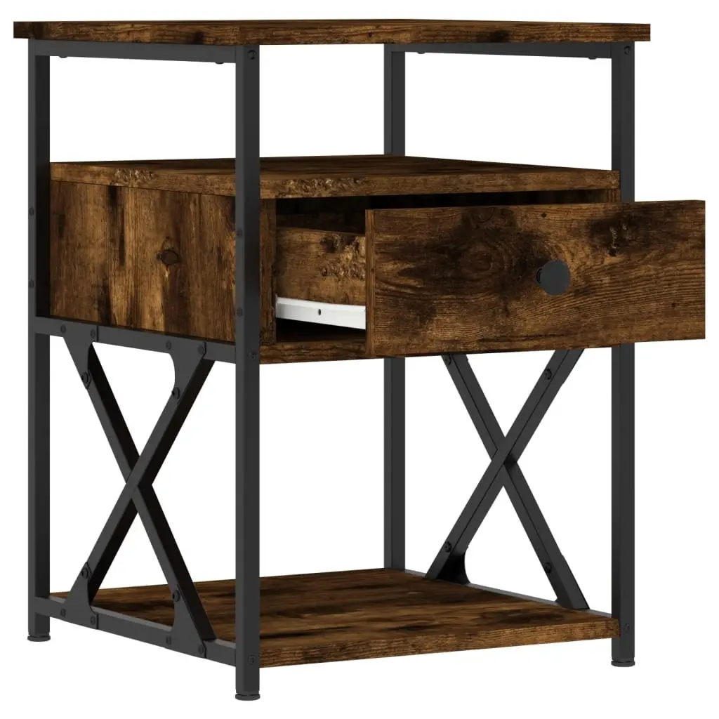 Bedside Cabinets Engineered Wood Brown 2 Piece Storage Side Tables