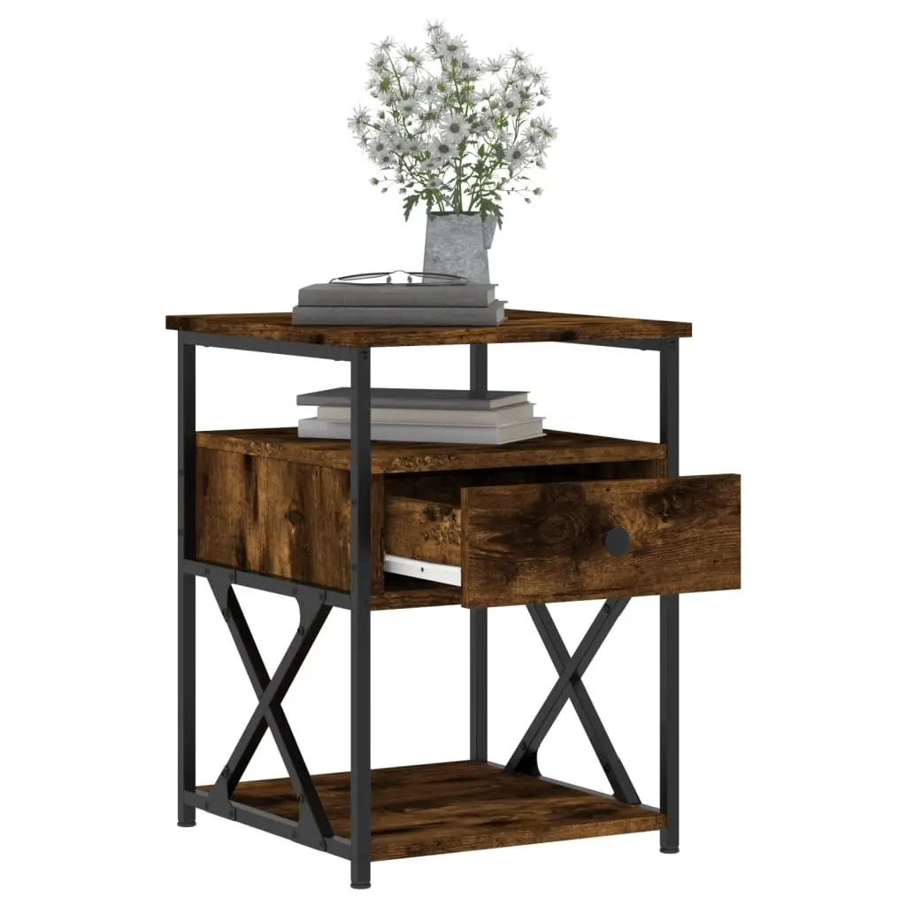 Bedside Cabinets Engineered Wood Brown 2 Piece Storage Side Tables
