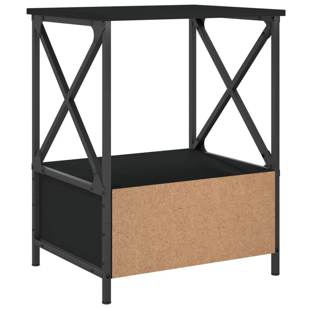 Bedside Tables 2 pcs Black 50x41x65 cm Industrial Style Nightstand Storage