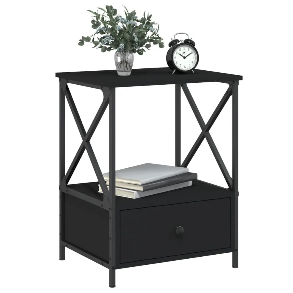 Bedside Tables 2 pcs Black 50x41x65 cm Industrial Style Nightstand Storage