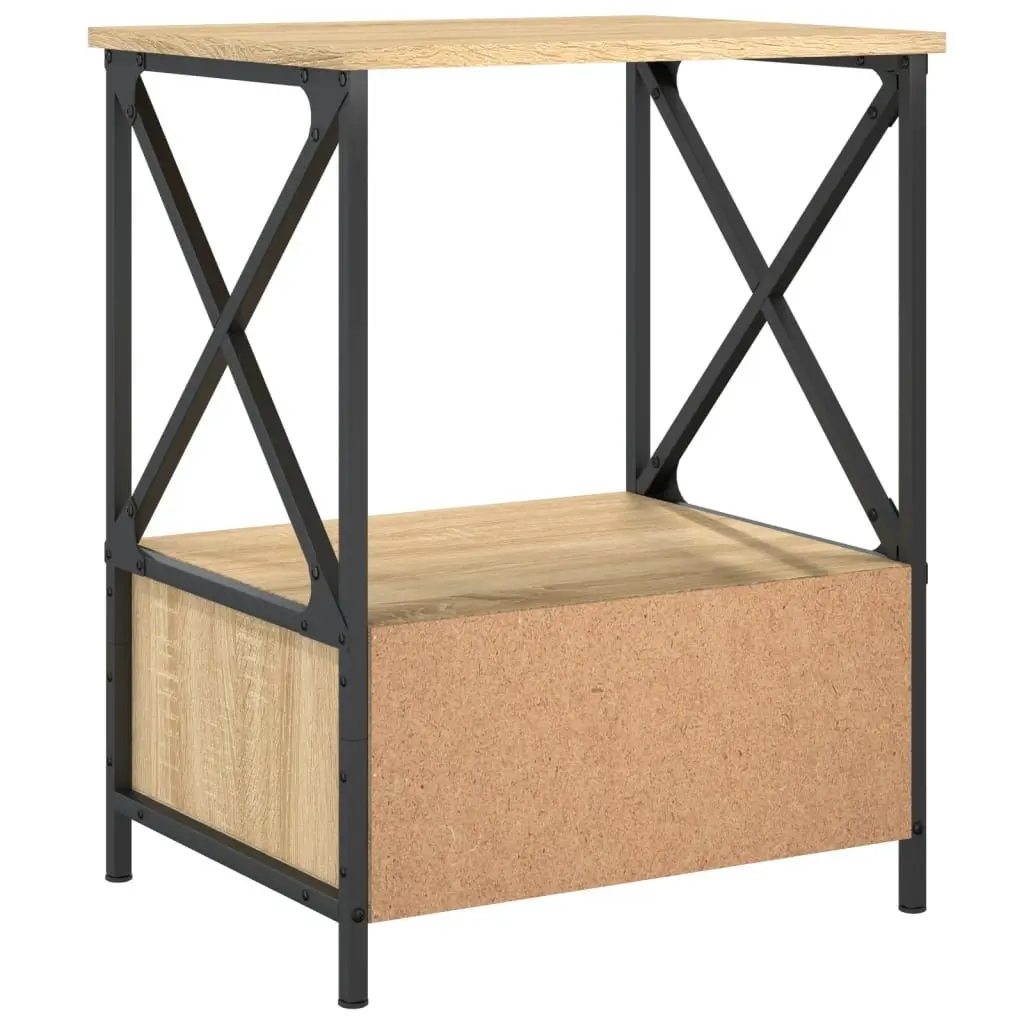 Bedside Tables Engineered Wood Iron Frame Brown 50x41x65 cm 2 pcs