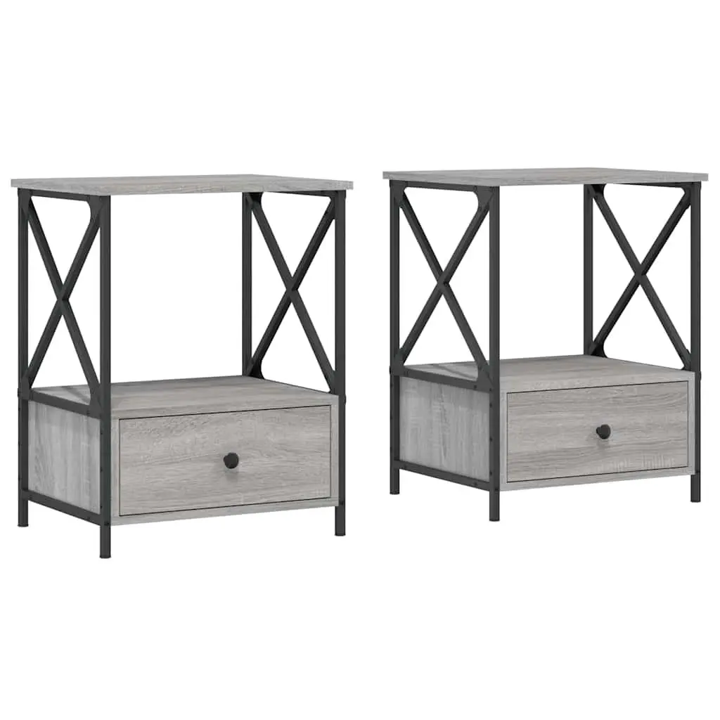Bedside Tables 2 pcs Grey Sonoma 50x41x65 cm Engineered Wood Nightstand