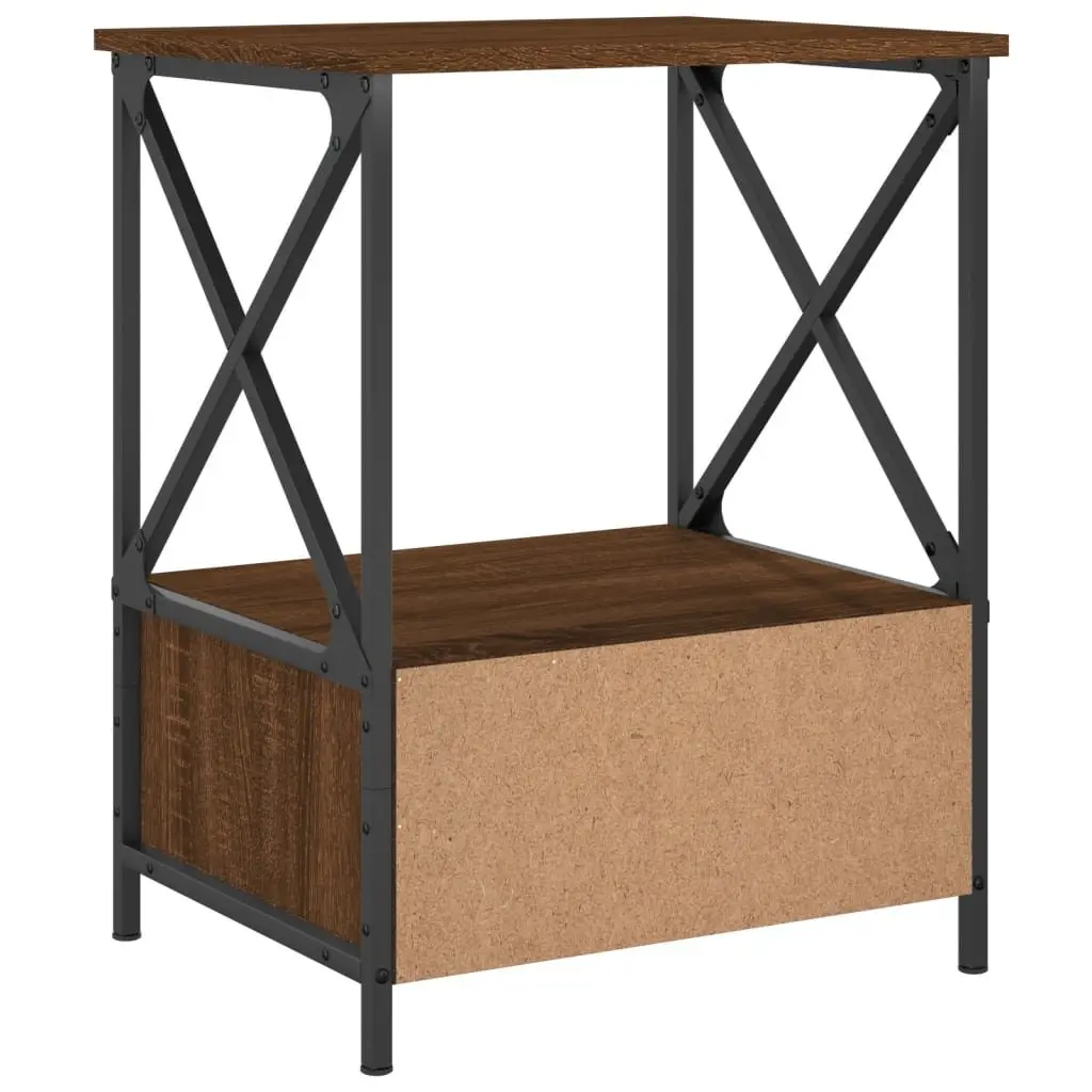 Brown Industrial Style Nightstands Set of 2 Engineered Wood Iron Frame 50Wx41Dx65Hcm