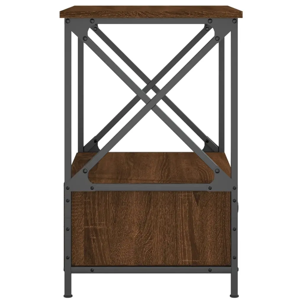 Brown Industrial Style Nightstands Set of 2 Engineered Wood Iron Frame 50Wx41Dx65Hcm