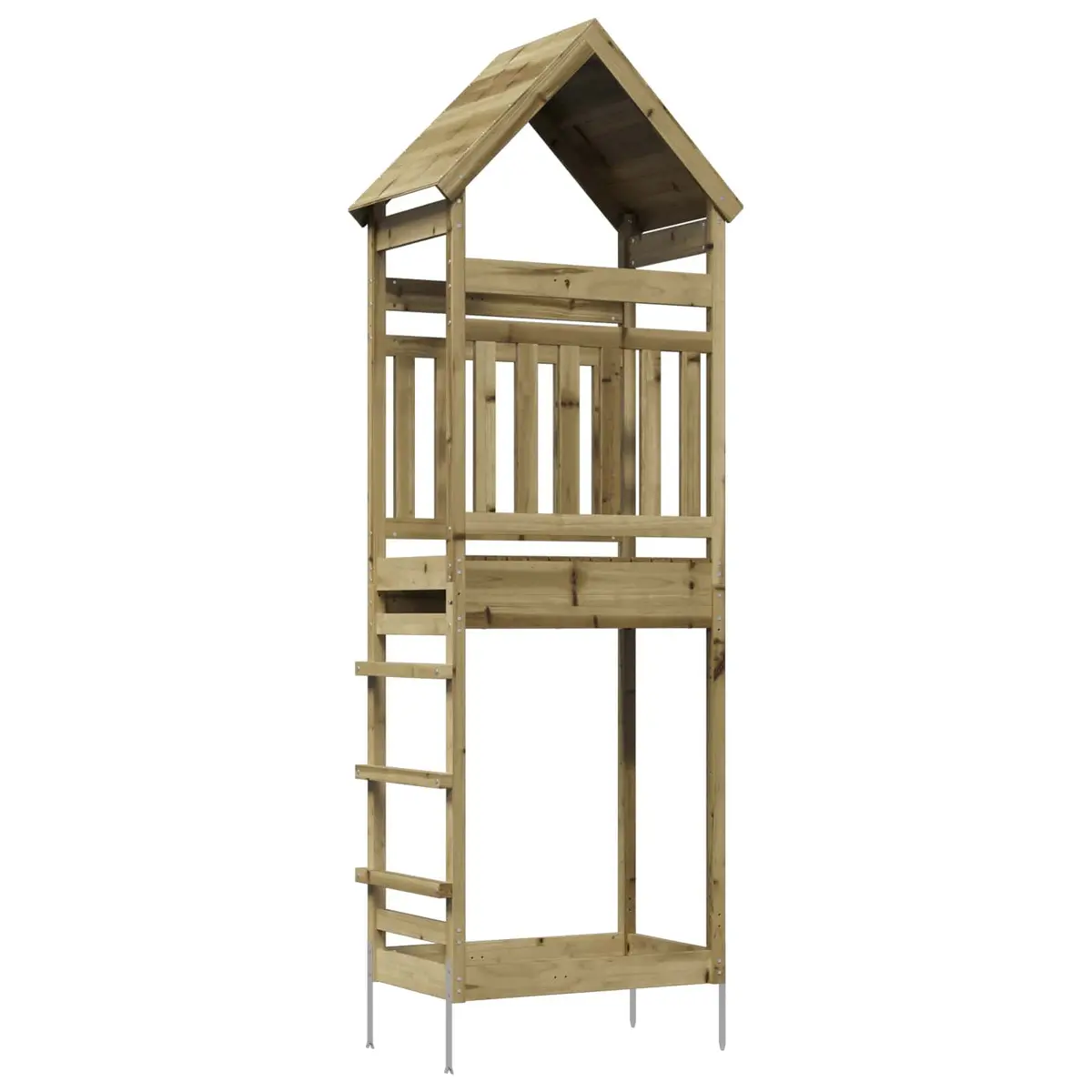 Wooden Outdoor Play Tower Solid Pinewood Brown Rustic Climbing Structure