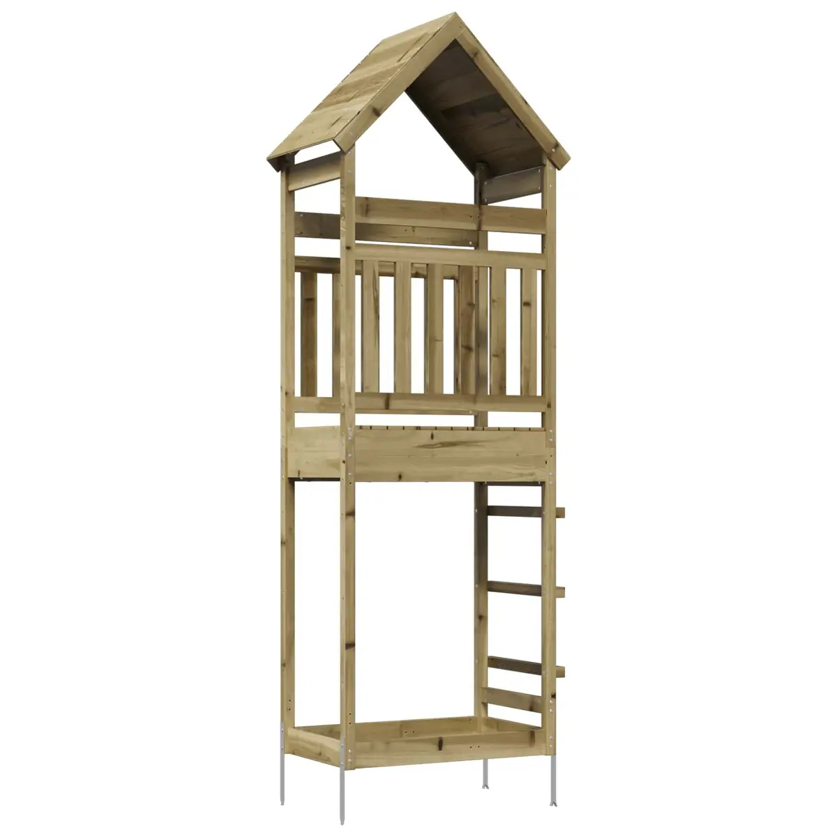 Wooden Outdoor Play Tower Solid Pinewood Brown Rustic Climbing Structure