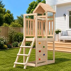 Practical Wooden Outdoor Playset with Climbing Features