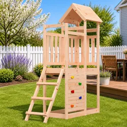 Outdoor Playset for Kids with Rock Wall