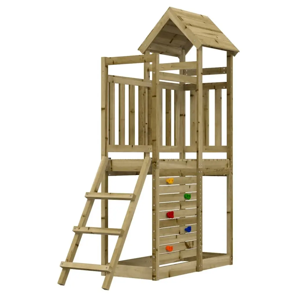 Wooden Outdoor Playset with Climbing Frame Rockwall and Ladder Brown 525x1105x214cm