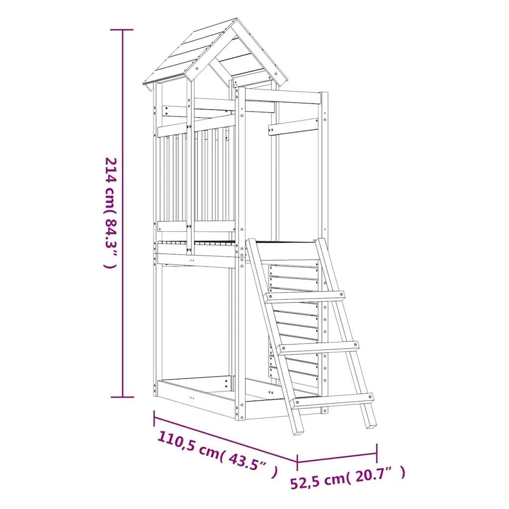 Wooden Outdoor Playset with Climbing Frame Rockwall and Ladder Brown 525x1105x214cm