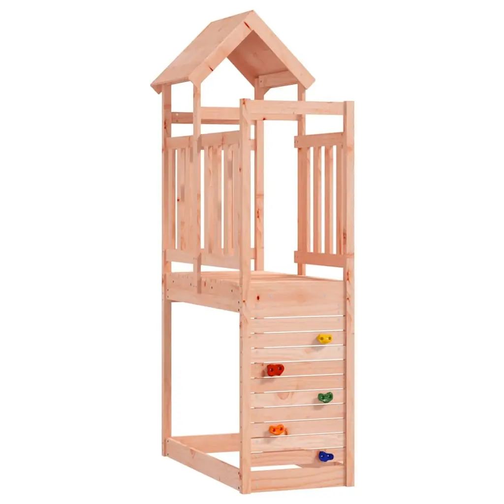 Wooden Play Tower Solid Douglas Wood Outdoor Playground Rockwall Climbing Frame Brown 53 x 110.5 x 214 cm
