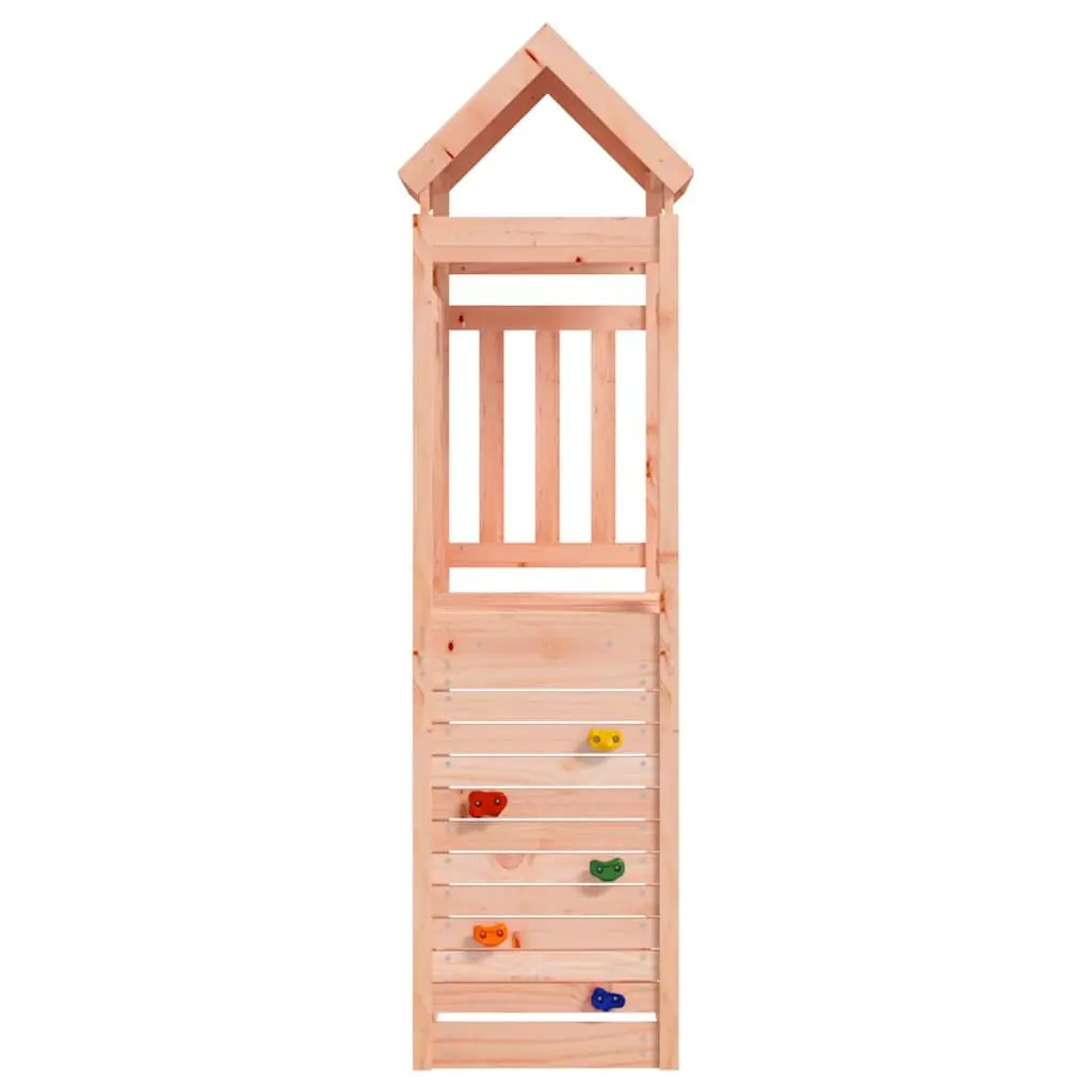 Wooden Play Tower Solid Douglas Wood Outdoor Playground Rockwall Climbing Frame Brown 53 x 110.5 x 214 cm