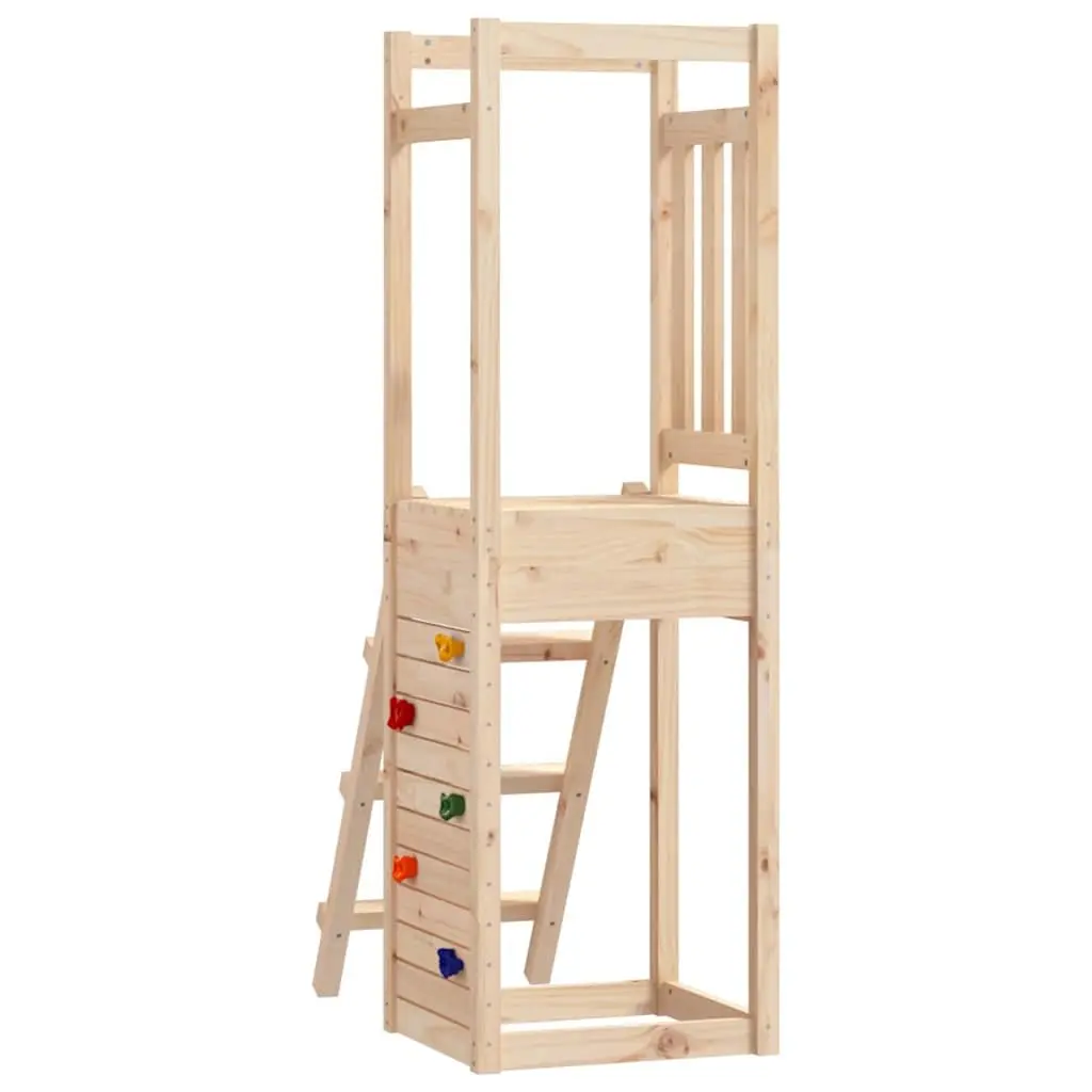 Wooden Outdoor Playset Solid Pine Wood 53 x 46.5 x 169 cm Brown with Rockwall and Ladder