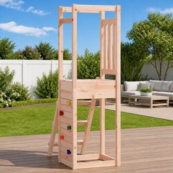 Practical Wooden Outdoor Playset with Rockwall Ladder