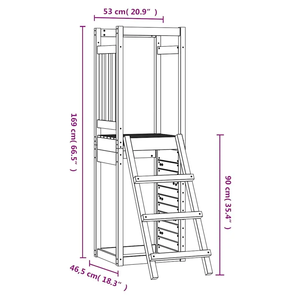 Wooden Outdoor Playset Douglas Wood Rockwall Ladder Brown 53 x 46.5 x 169 cm