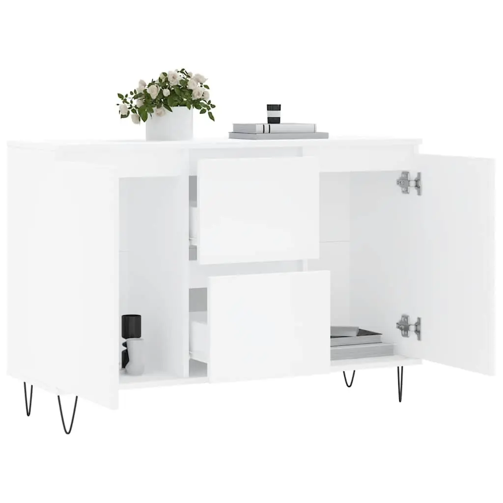 Sideboard White 101.5x35x70 cm Storage Cabinet Buffet Furniture Engineered Wood