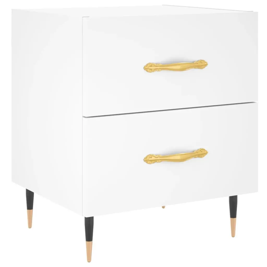 Bedside Cabinet Engineered Wood White 40x35x47.5cm