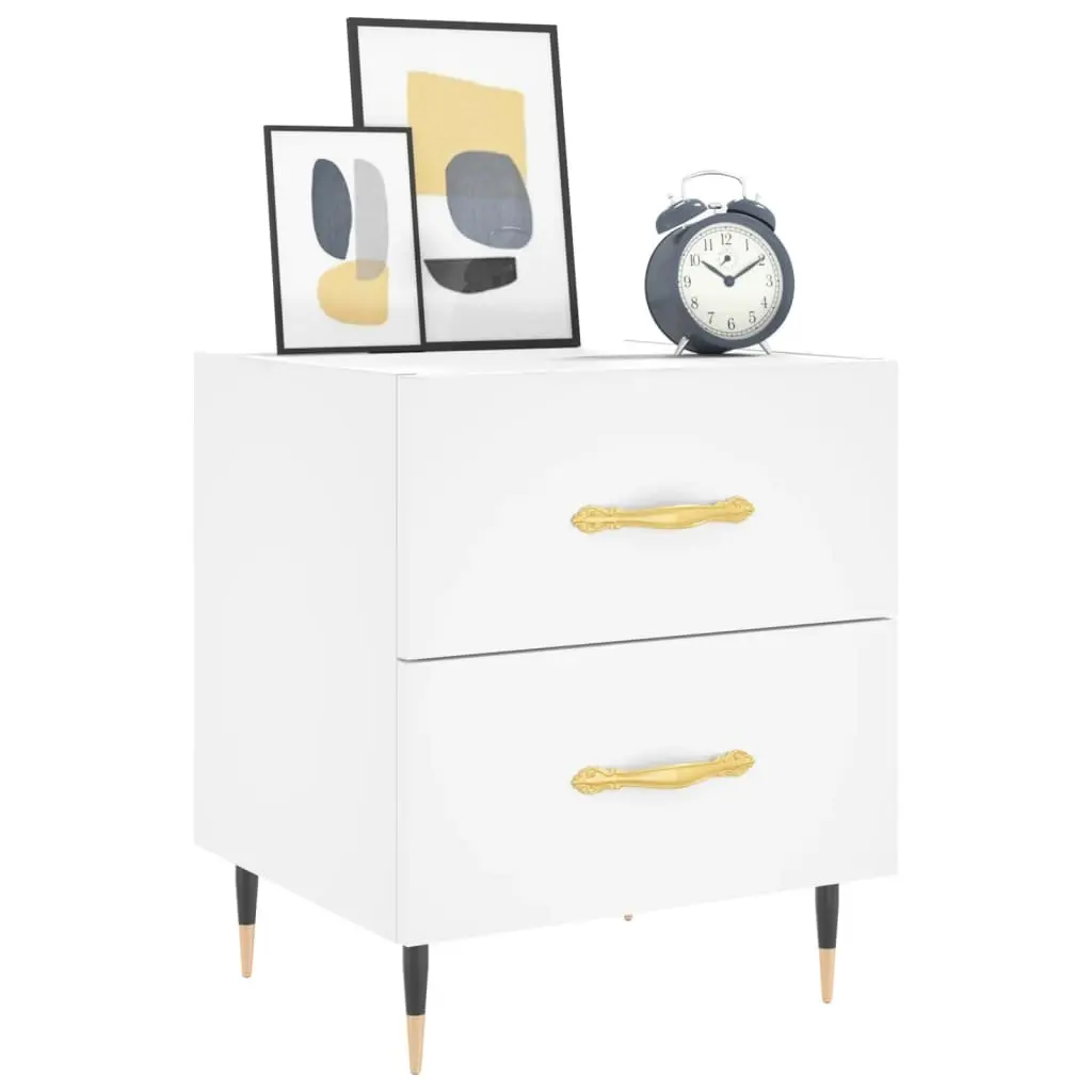 Bedside Cabinet Engineered Wood White 40x35x47.5cm