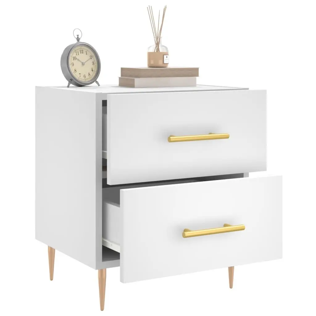 Bedside Cabinet Engineered Wood 40 x 35 x 47.5 cm White