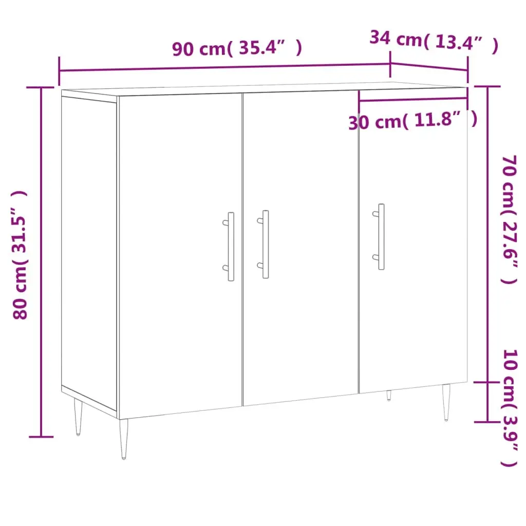 90x34x80 cm White Sideboard for Home Use