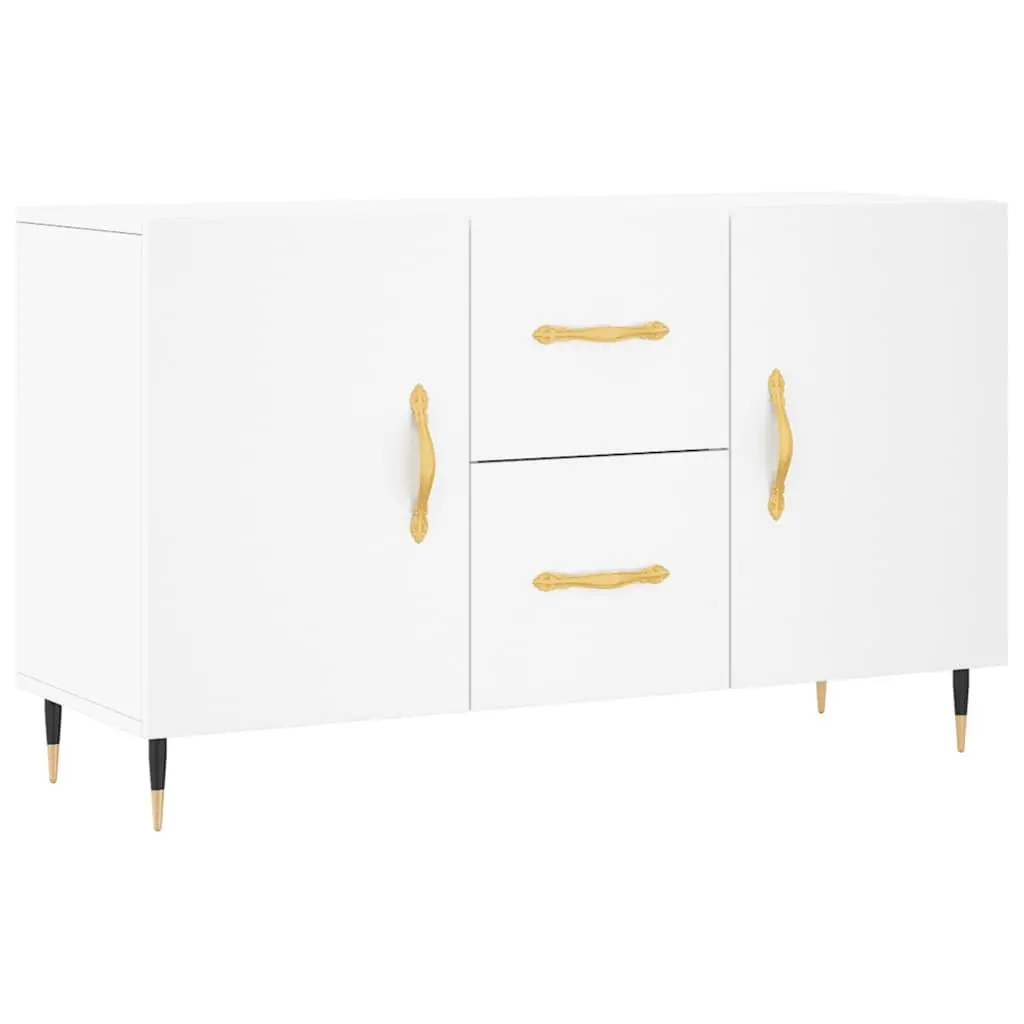 Sideboard Engineered Wood White Storage Cabinet with Metal Legs 100 x 36 x 60 cm