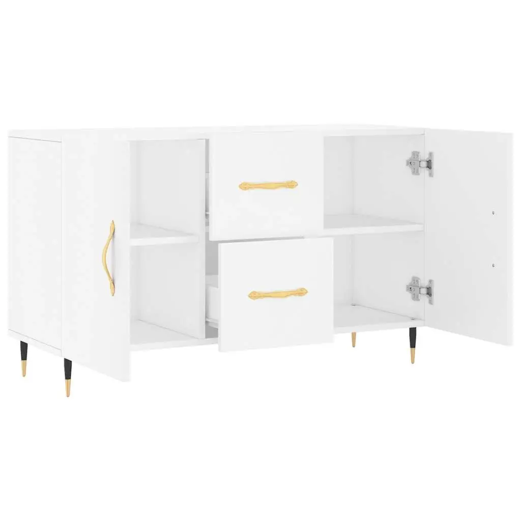 Sideboard Engineered Wood White Storage Cabinet with Metal Legs 100 x 36 x 60 cm