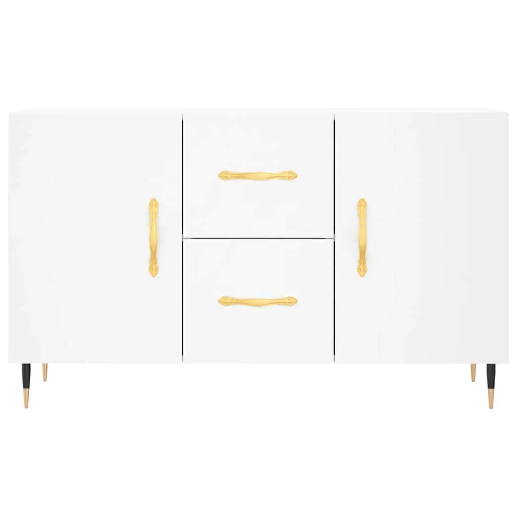 Sideboard Engineered Wood White Storage Cabinet with Metal Legs 100 x 36 x 60 cm
