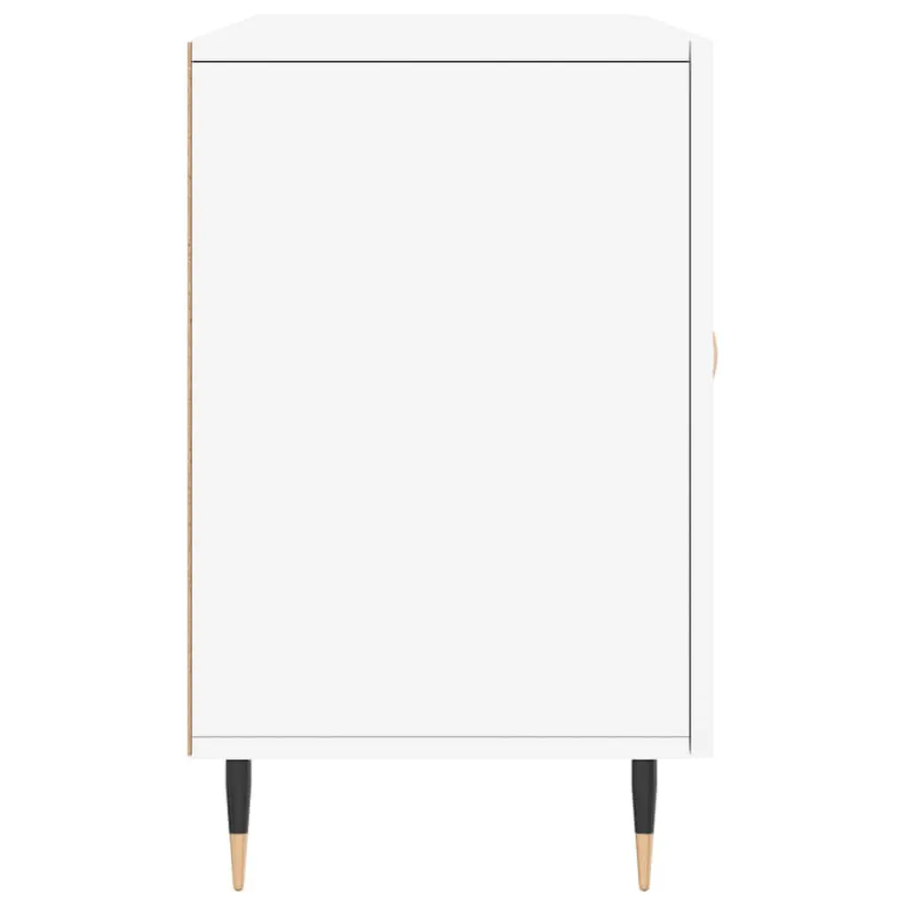 Sideboard Engineered Wood White Storage Cabinet with Metal Legs 100 x 36 x 60 cm