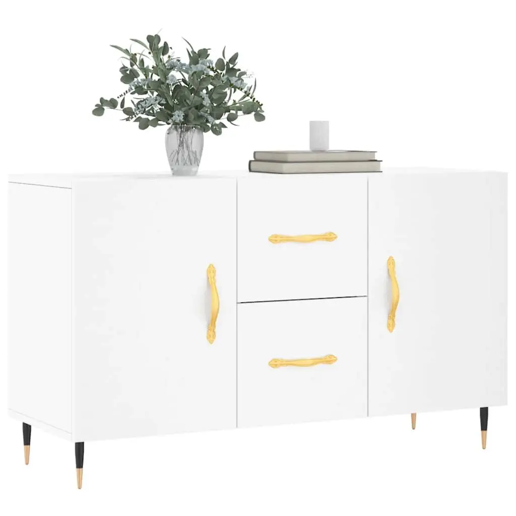 Sideboard Engineered Wood White Storage Cabinet with Metal Legs 100 x 36 x 60 cm