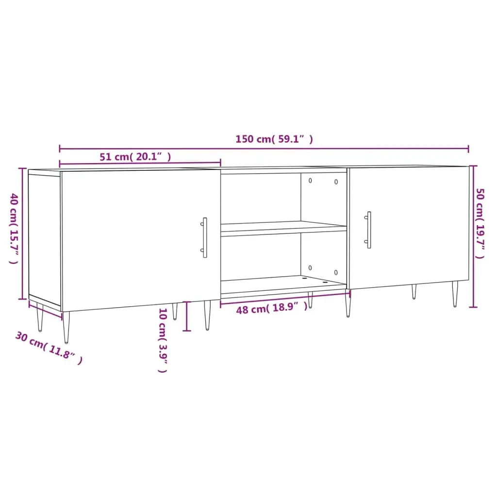 White TV Cabinet Engineered Wood 150x30x50cm