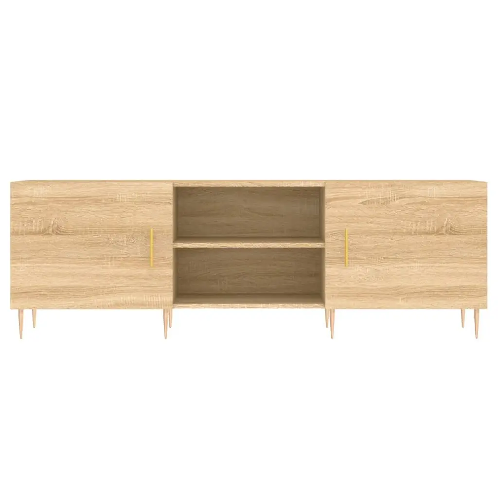TV Stand Engineered Wood Storage Unit 150x30x50 cm Brown with 4 Compartments and Iron Legs