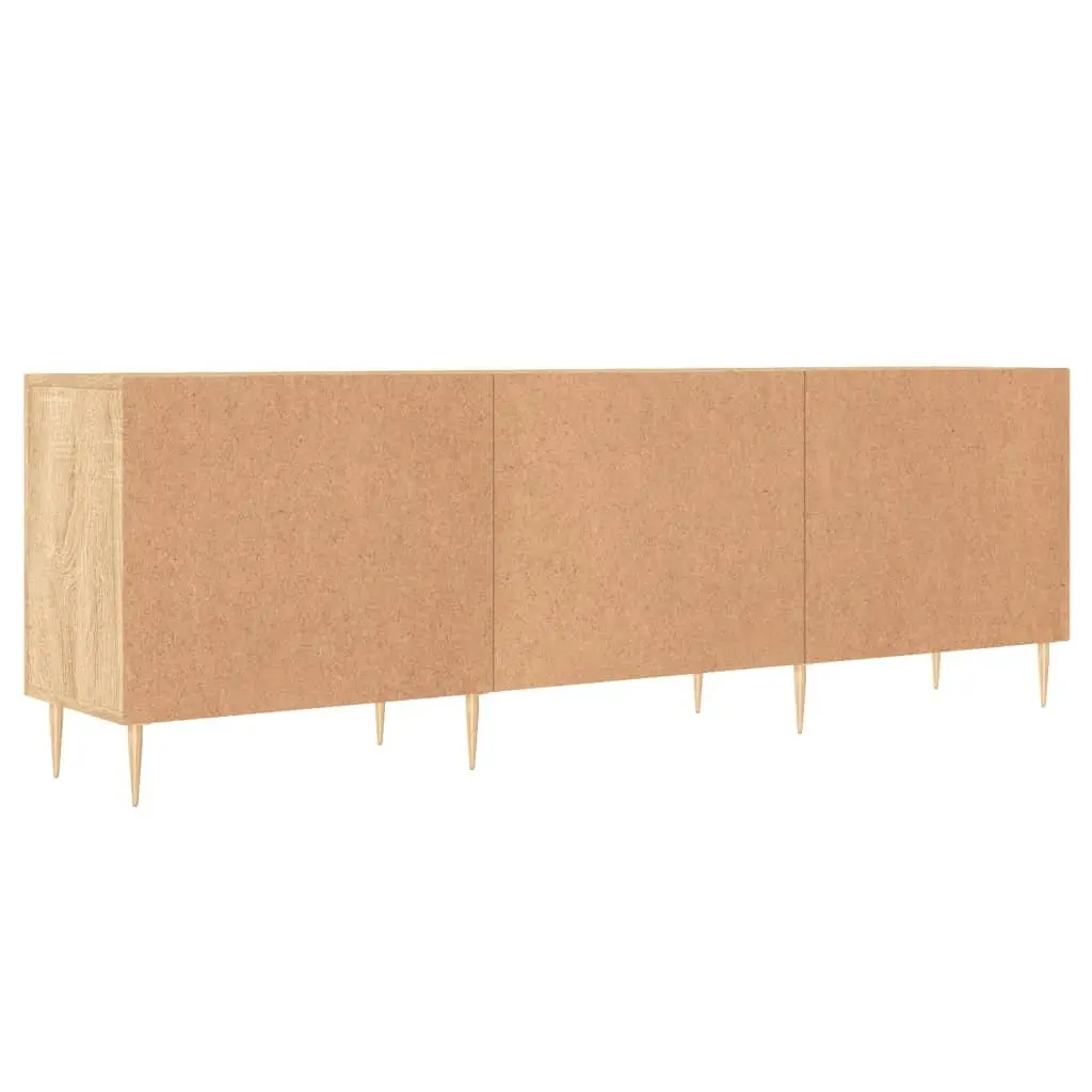 TV Stand Engineered Wood Storage Unit 150x30x50 cm Brown with 4 Compartments and Iron Legs