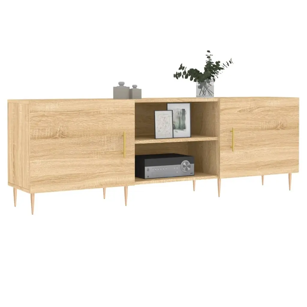 TV Stand Engineered Wood Storage Unit 150x30x50 cm Brown with 4 Compartments and Iron Legs