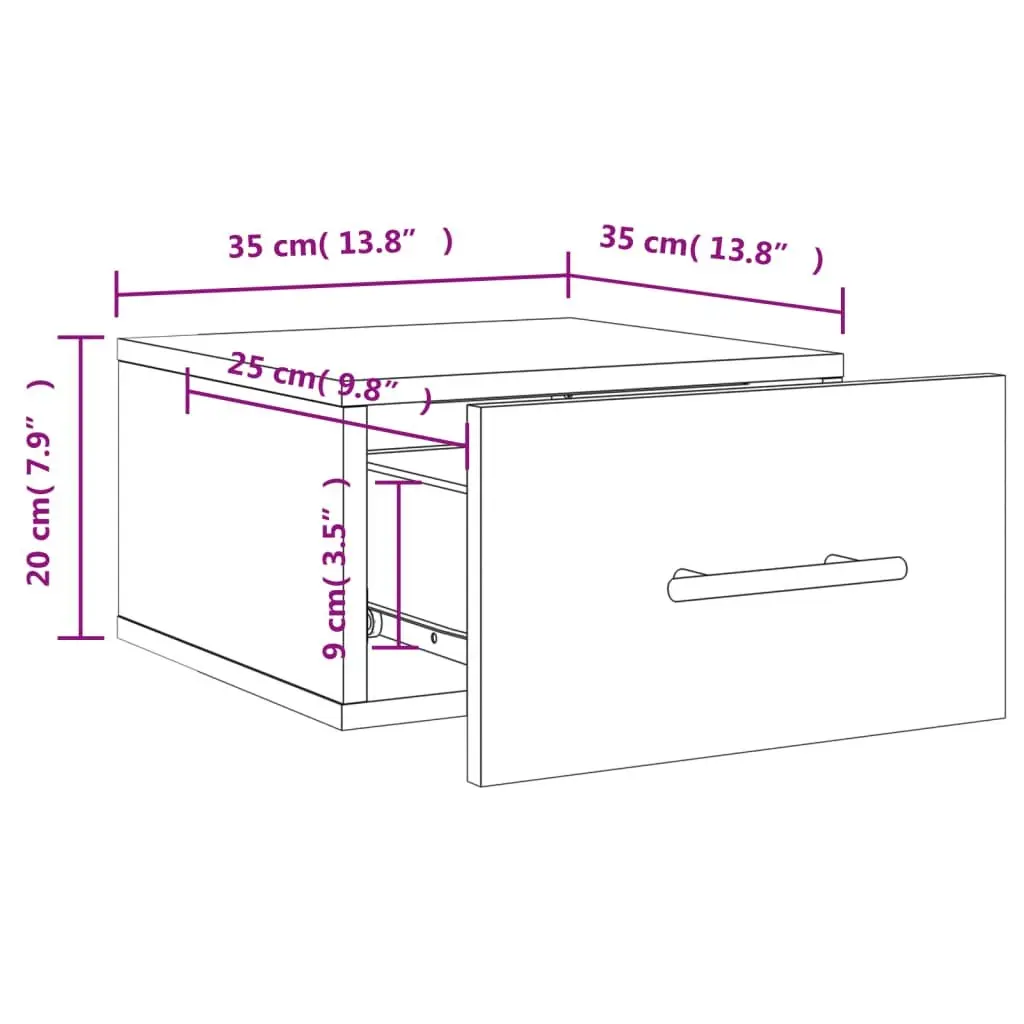 Wall-mounted Bedside Cabinet White Storage Floating Nightstand Shelf Organizer