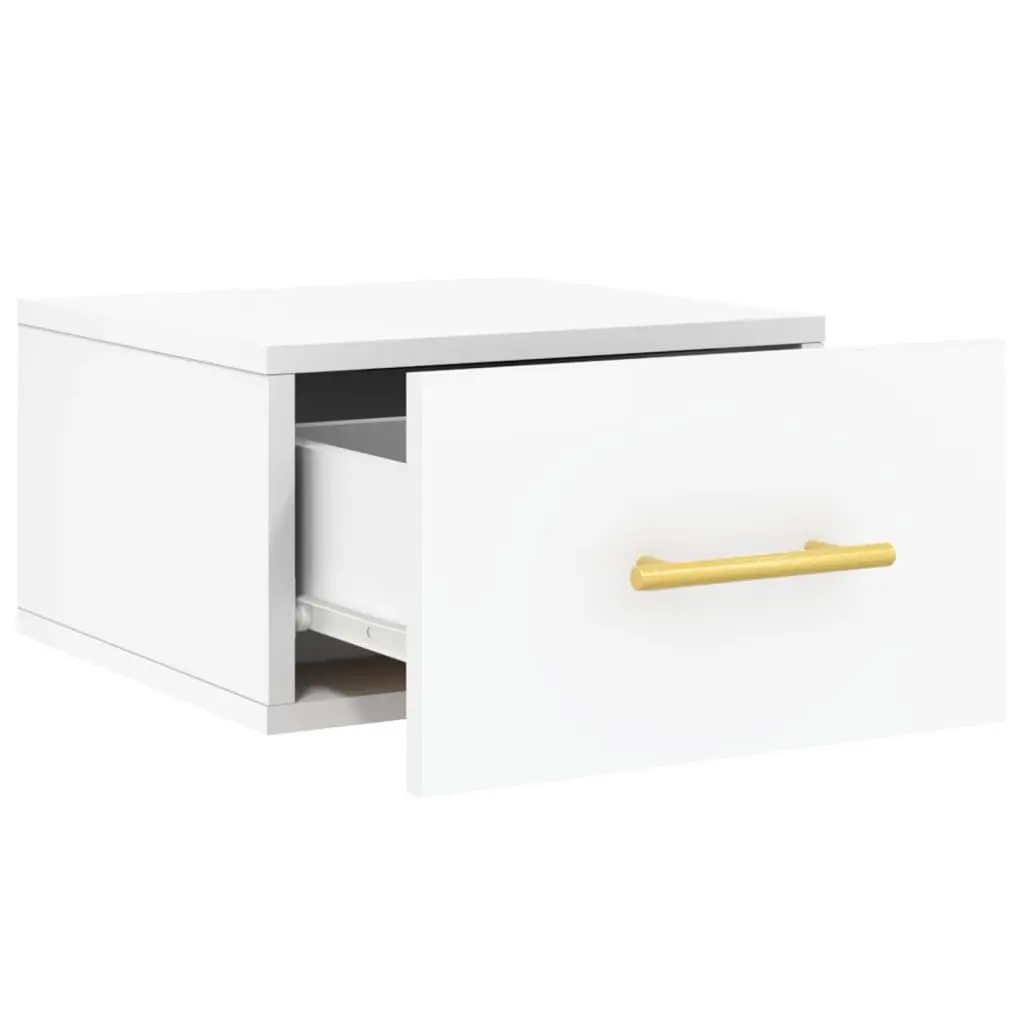 Wall-mounted Bedside Cabinet White Storage Floating Nightstand Shelf Organizer