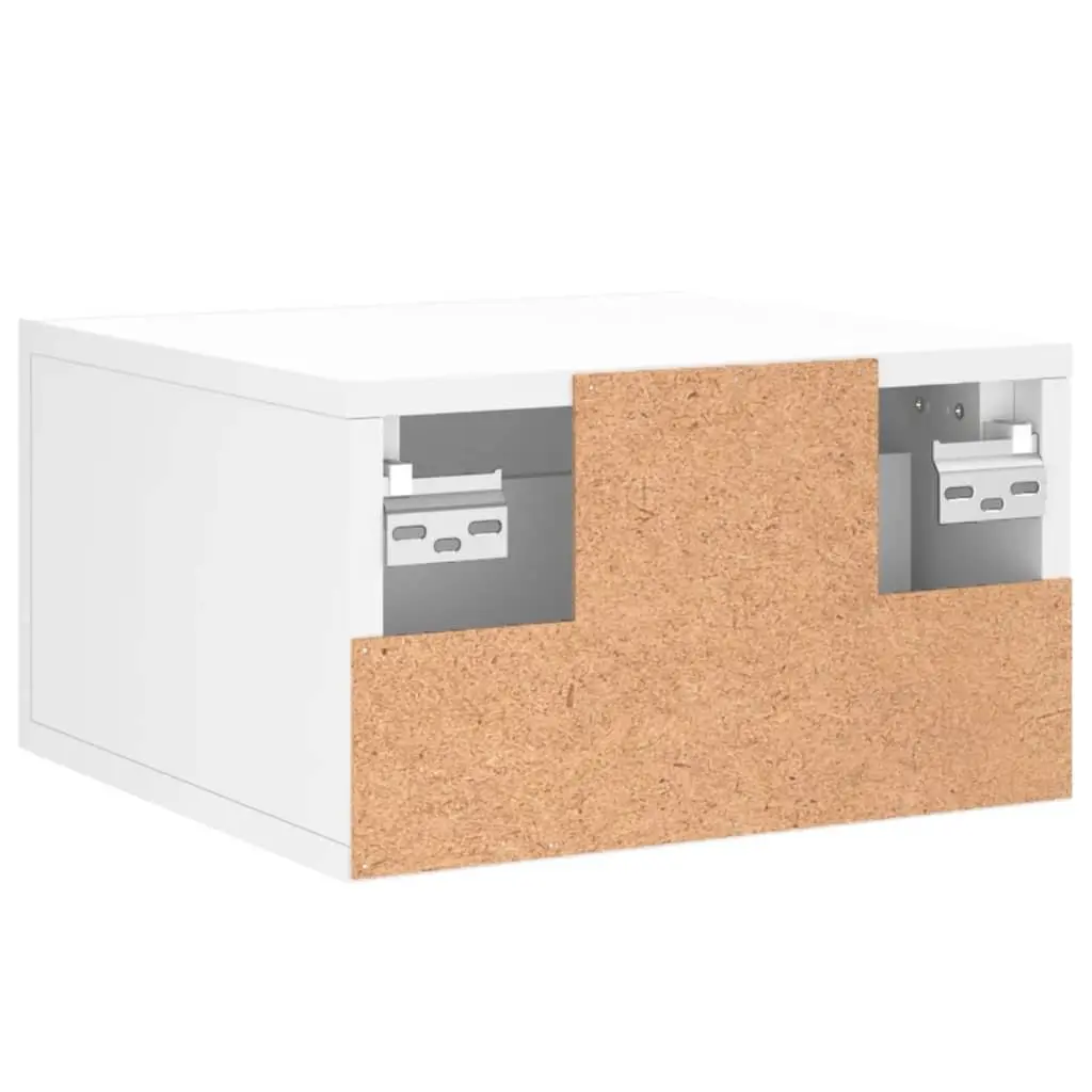 Wall-mounted Bedside Cabinet White Storage Floating Nightstand Shelf Organizer