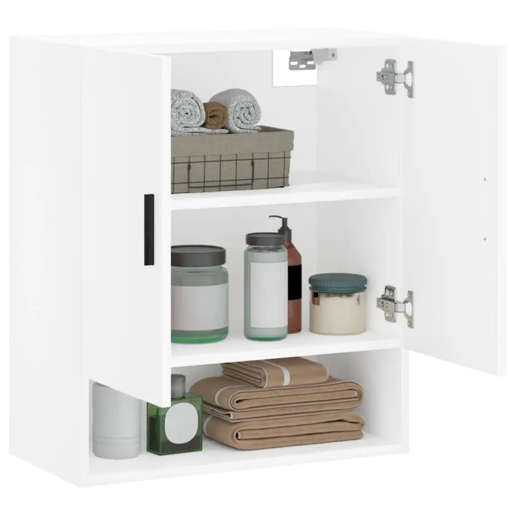 Wall-Mounted Storage Cabinet White 60x31x70cm Floating Shelves Engineered Wood